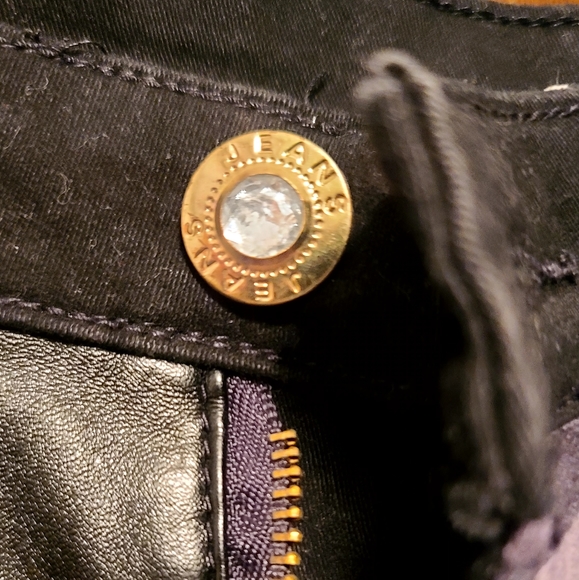 Black & gray mixed material jeans sz33 - Picture 6 of 10